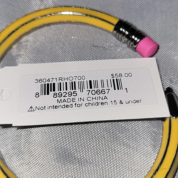 Betsey Johnson Pencil Hinged Yellow, Pink And Silver Bracelet BNWT TA Th - Picture 2 of 3